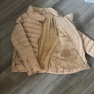 Tan Quilted Puffer Jacket with Lightweight Warmth